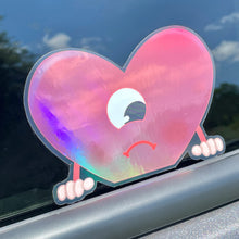 Load image into Gallery viewer, Holographic Heart Peeker Sticker