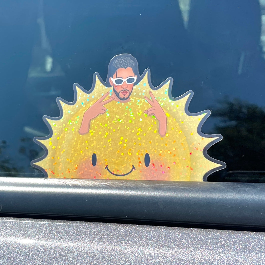 Sunny Bunny Holographic Glitter Peeker Sticker