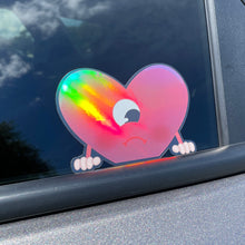Load image into Gallery viewer, Holographic Heart Peeker Sticker
